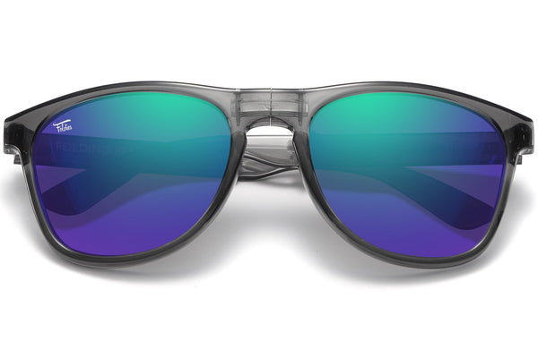 Foldies Smoke Gray Remix with Polarized Lens | Clear Gray x Green Mirror