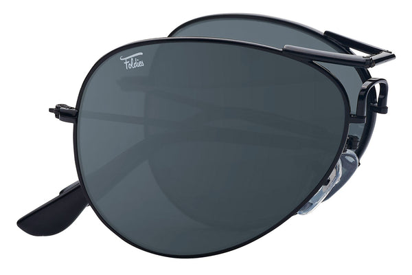 Foldies Black with Polarized Black Lens Folding Aviators | Black / Black