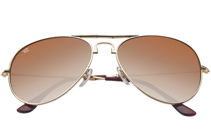 Foldies Gold with Polarized Gradient Brown Lens Folding Aviators | Gold / Gradient Brown