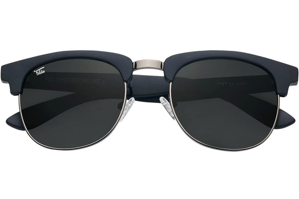 Foldies Matte Black with Polarized Black Lens Folding Browlines | Matte Black / Black Lens