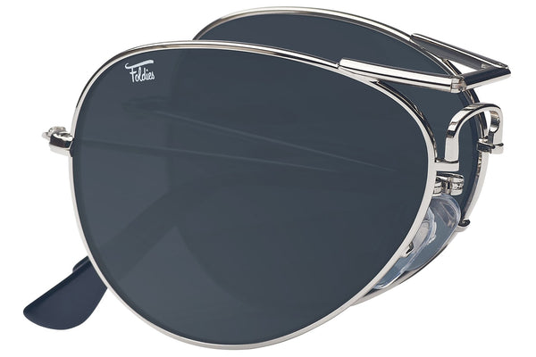 Foldies Black with Polarized Black Lens Folding Aviators | Black / Black