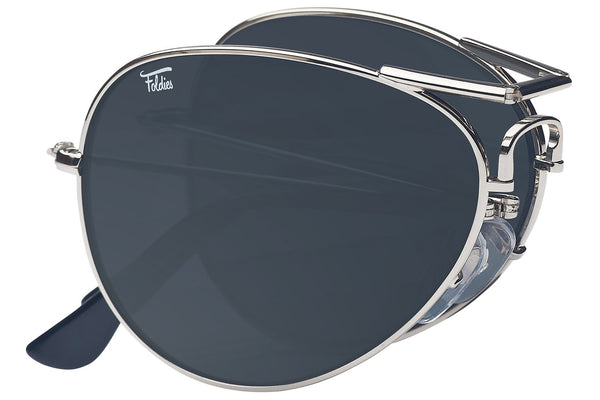 Foldies Silver with Polarized Black Lens Folding Aviators | Silver / Black