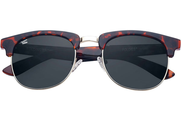 Foldies Tortoise Shell with Polarized Black Lens Folding Browlines | Tortoise Shell / Black Lens