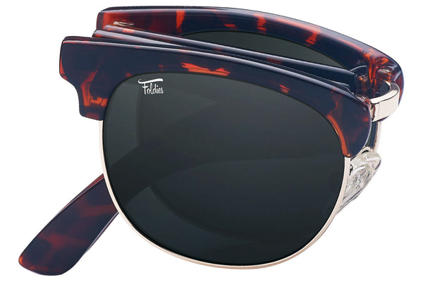 Foldies Tortoise Shell with Polarized Black Lens Folding Browlines | Tortoise Shell / Black Lens