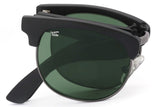 Foldies Tortoise Shell with Polarized Black Lens Folding Browlines | Matte Black / Classic Green Lens