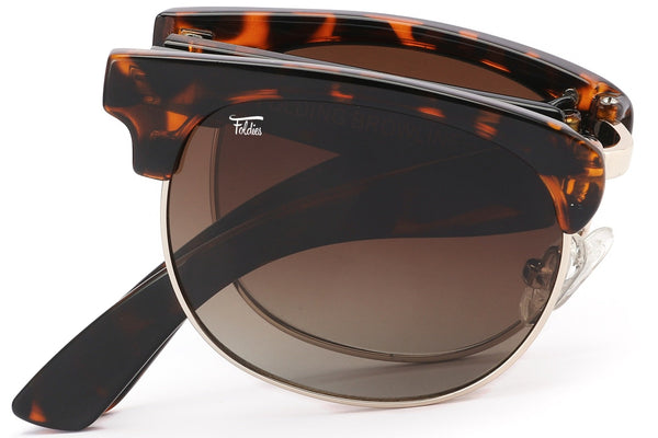 Foldies Tortoise Shell with Polarized Black Lens Folding Browlines | Tortoise Shell / Gradient Brown Lens