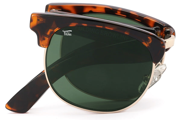 Foldies Tortoise Shell with Polarized Black Lens Folding Browlines | Tortoise Shell / Classic Green Lens