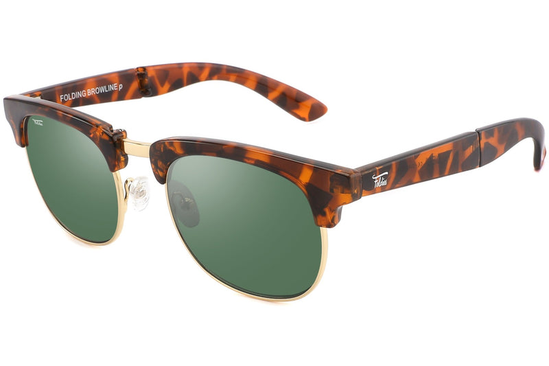 Foldies Tortoise Shell with Polarized Black Lens Folding Browlines | Tortoise Shell / Classic Green Lens