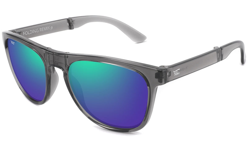 Foldies Smoke Gray Remix with Polarized Lens | Clear Gray x Green Mirror