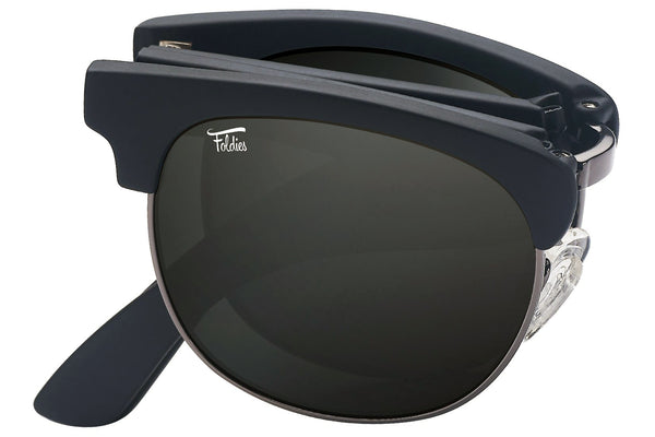 Foldies Matte Black with Polarized Black Lens Folding Browlines | Matte Black / Black Lens