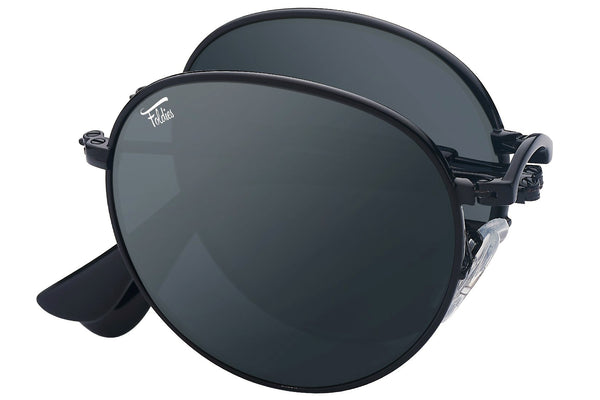 Foldies Black with Polarized Black Lens Folding Rounds | Black / Black Lens