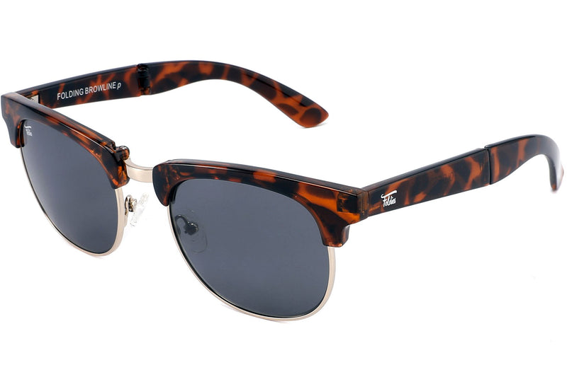 Foldies Tortoise Shell with Polarized Black Lens Folding Browlines | Tortoise Shell / Black Lens