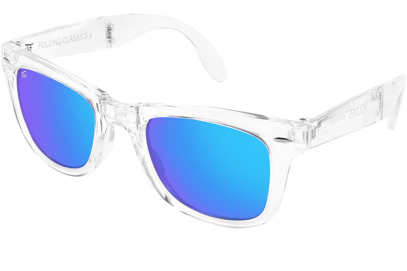 Foldies Clear with Polarized Blue Mirror Lens Folding Classics | Clear / Blue Mirror