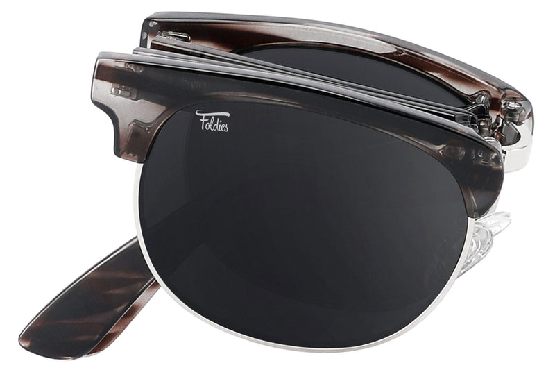 Foldies Clear Gray with Polarized Black Lens Folding Browlines | Clear Gray / Black Lens