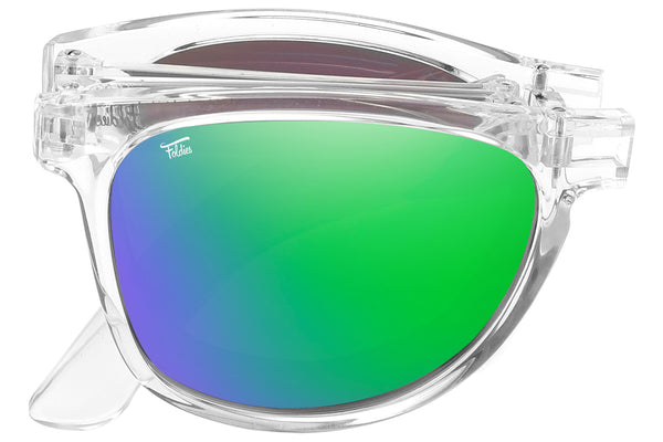 Foldies Clear Frame Remix with Polarized Lens | Clear x Green Mirror