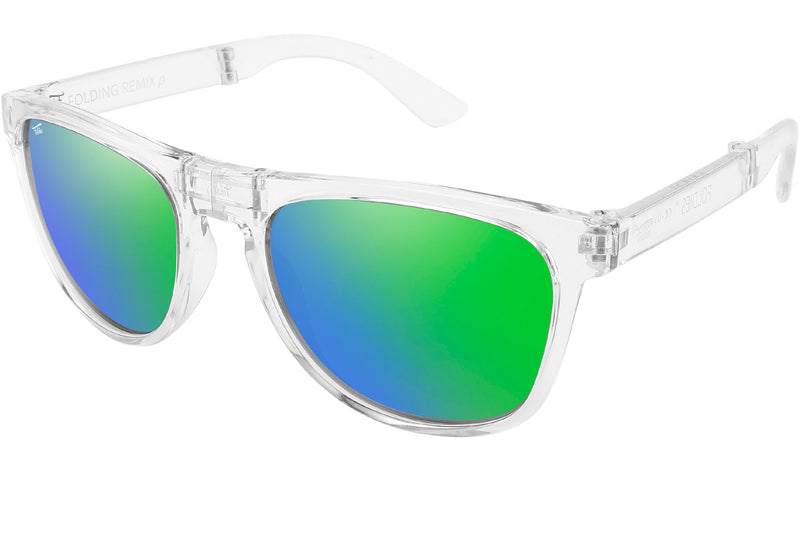 Foldies Clear Frame Remix with Polarized Lens | Clear x Green Mirror