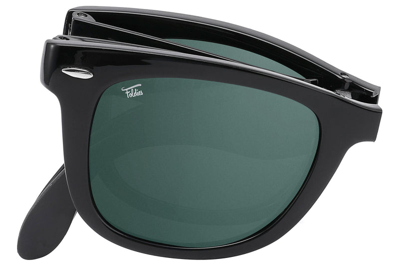 Foldies Gloss Black with Polarized Classic Green Lens Folding Classics | Gloss Black / Classic Green