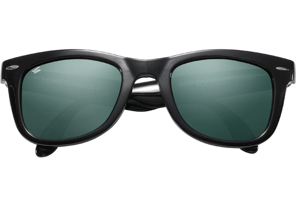 Foldies Gloss Black with Polarized Classic Green Lens Folding Classics | Gloss Black / Classic Green