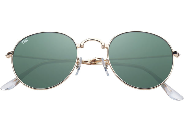 Foldies Gold with Polarized Classic Green Lens Folding Rounds | Gold / Classic Green Lens