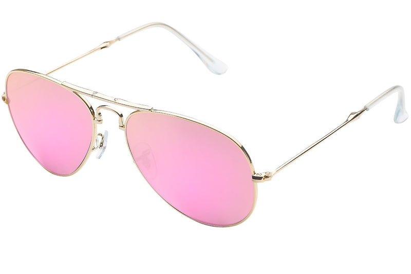 Foldies Gold with Polarized Pink Mirror Lens Folding Aviators | Gold / Pink Mirror