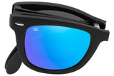 Foldies Matte Black with Polarized Blue Mirror Lens Folding Classics | Matte Black / Blue Mirror