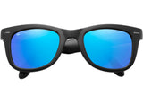 Foldies Matte Black with Polarized Blue Mirror Lens Folding Classics | Matte Black / Blue Mirror