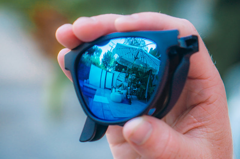 Foldies Matte Black Remix with Polarized Lens | Matte Black x Blue Mirror