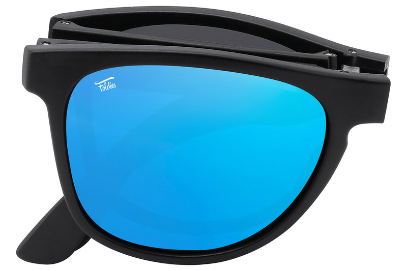 Foldies Matte Black Remix with Polarized Lens | Matte Black x Blue Mirror