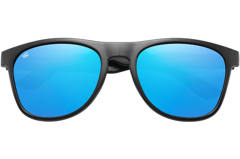 Foldies Matte Black Remix with Polarized Lens | Matte Black x Blue Mirror