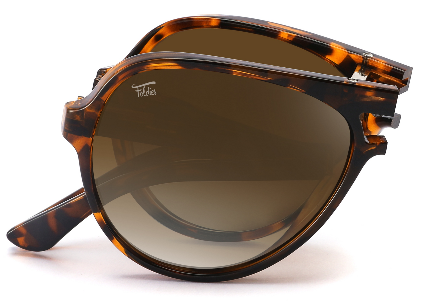 NWT ?️ Foldies Foldable Polarized Brown Tortoise Frame Sunglasses Foldies Browlines Sunglasses – Mukama main image 4