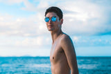 Foldies Silver with Polarized Blue Mirror Lens Folding Rounds | Silver / Blue Mirror Lens