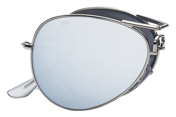 Foldies Silver with Polarized Silver Mirror Lens Folding Aviators | Silver / Silver Mirror